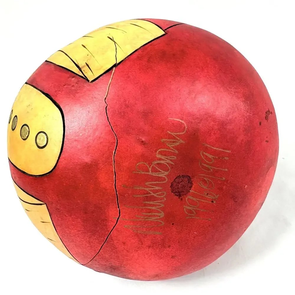 Hand Painted Santa Claus Gourd 12” Christmas Folk Art Vintage 1990s